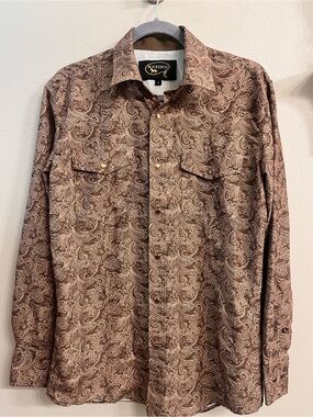 Buckaroo - Paisley Long-Sleeve Pearl Snap Paisley Print Shirt - Sz Small
